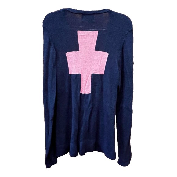 Wildfox Sweater White Label Cross Love Saves Cardigan Women's Size M Navy Pink - Picture 7 of 9